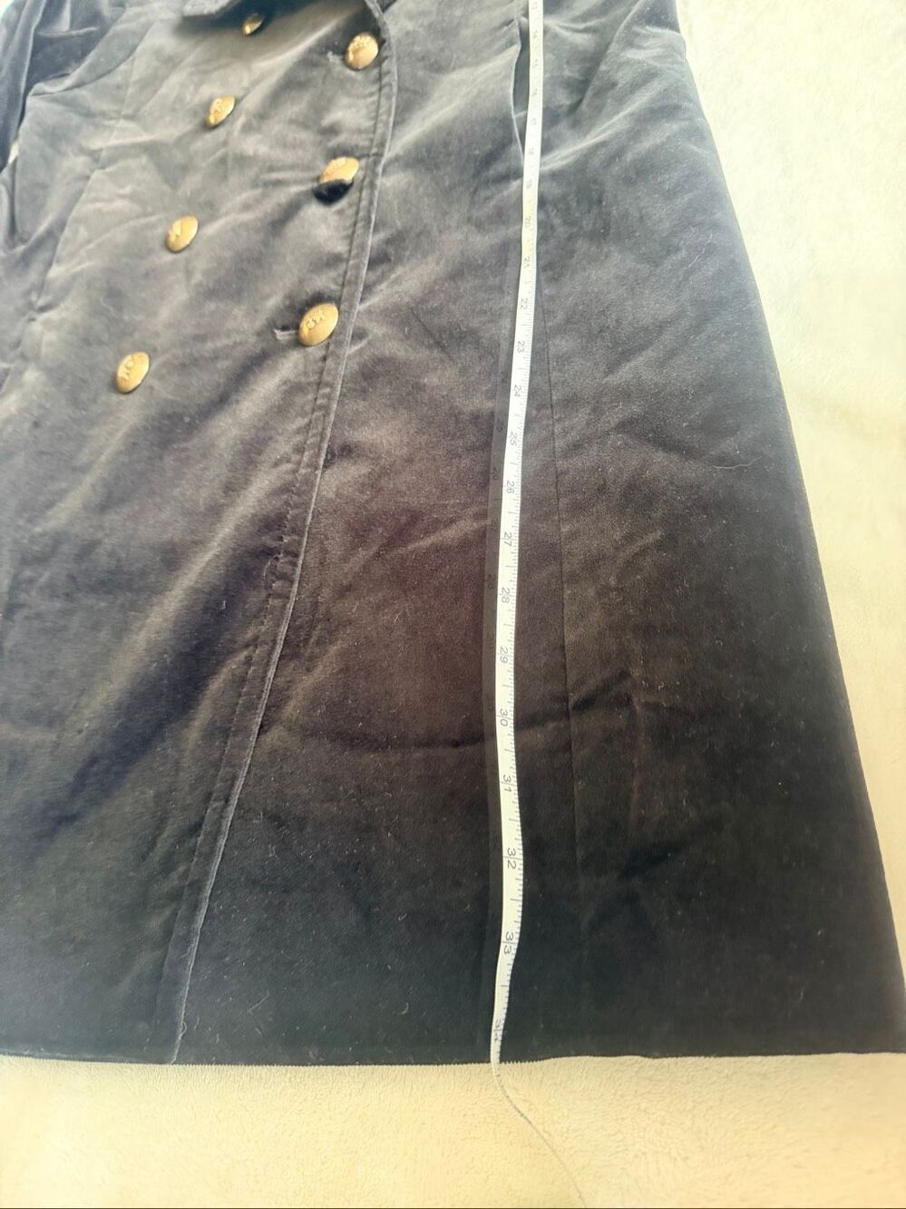 J.Crew Black Velvet Double Breasted Peacoat Coat Estimated Size 4 - Picture 6 of 12